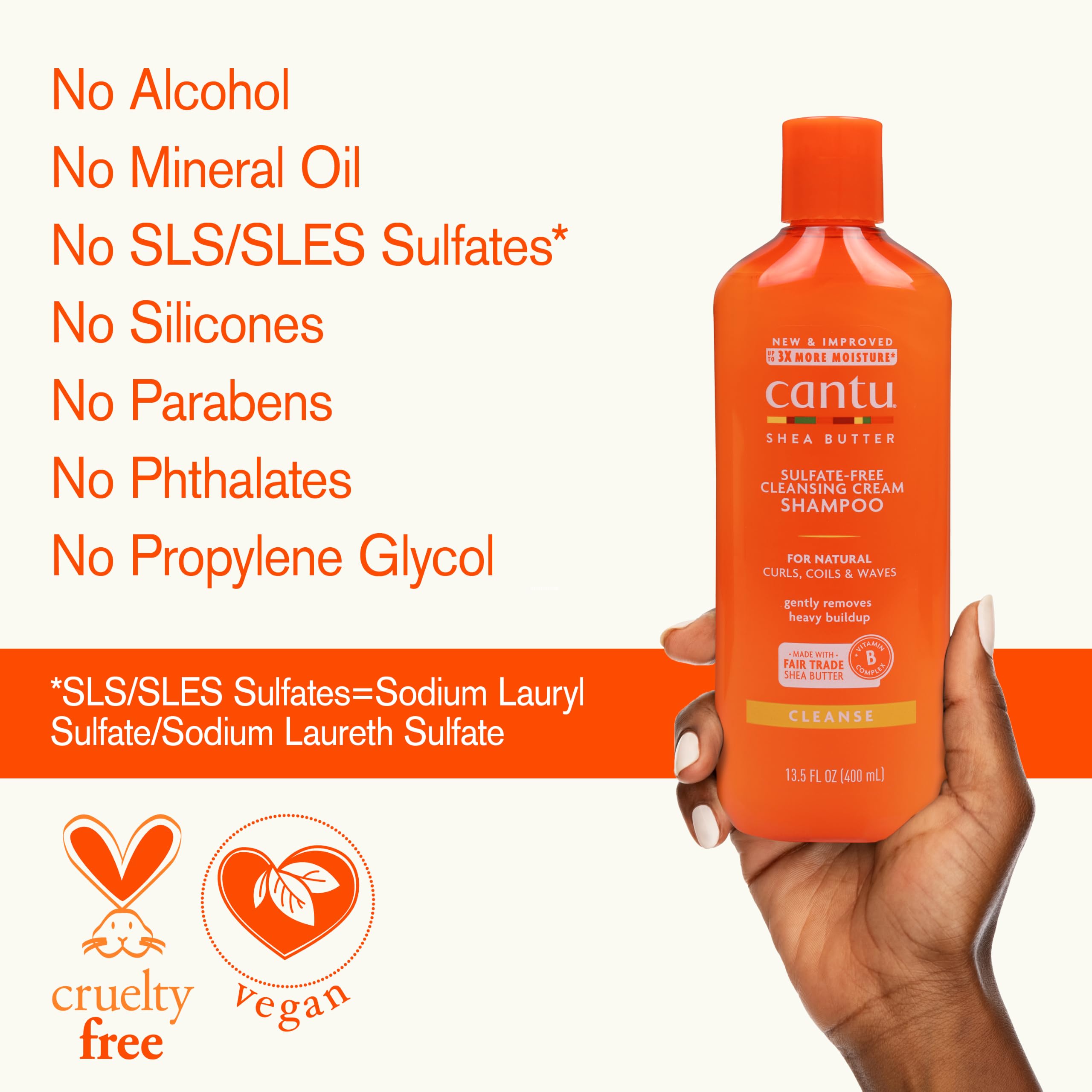 Cantu Sulfate-Free Cleansing Cream Shampoo with Shea Butter for Natural Hair, 13.5 oz