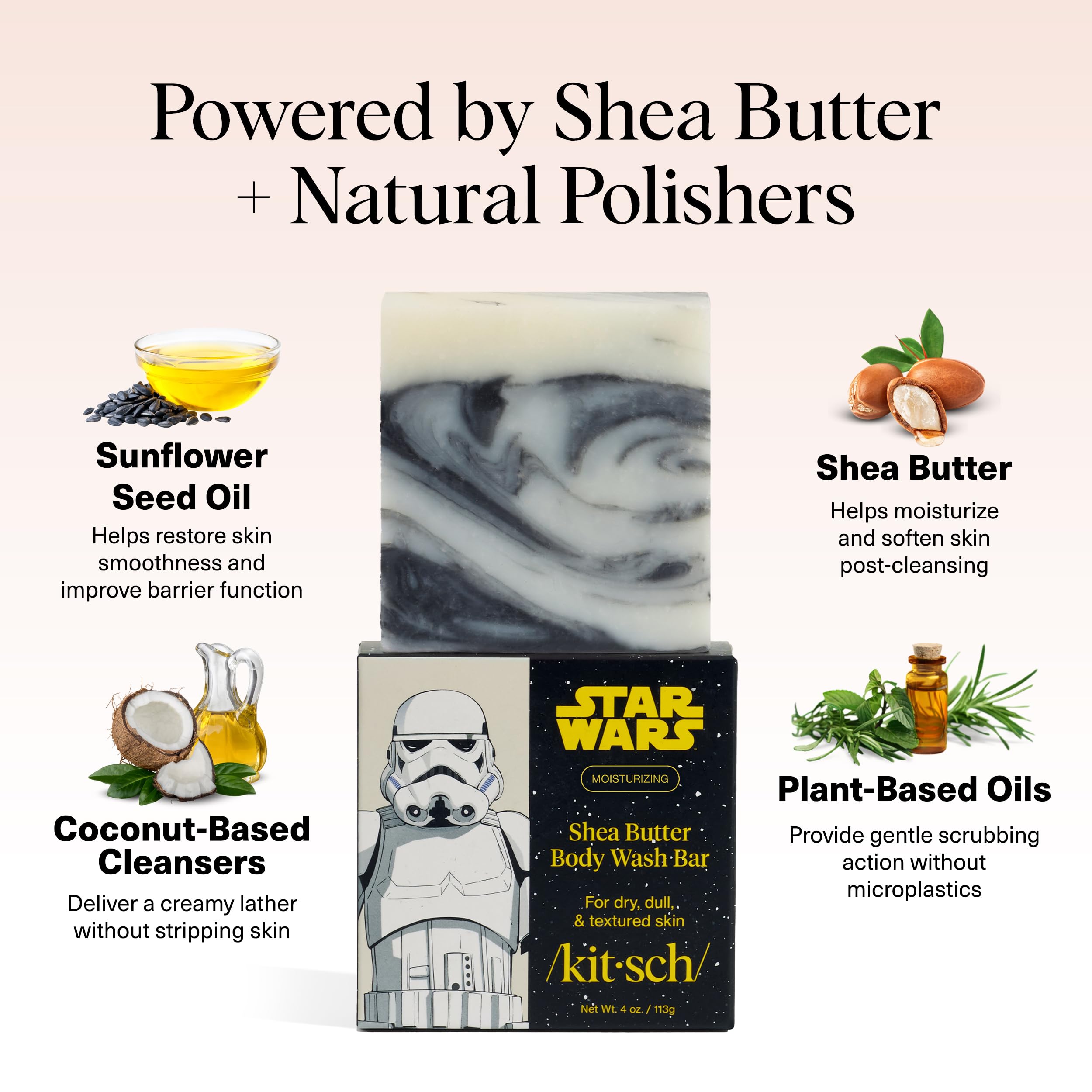 Buy now Kitsch Shea Butter Exfoliating Body Wash x Star Wars Stormtrooper Design â€“ Moisturizing Bar Soap & Gentle Soap Bar â€“ Hydrates, Softens & Soothes Skin â€“ Paraben, Silicone & Sulfate-Free - 4 oz at indiglob india