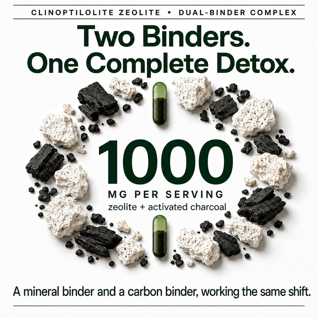 Zeolite Detox Binder, 8-in-1 Clinoptilolite & Activated Charcoal, 60ct | Natural Detoxification Pathways, Liver Health & Digestive Support: Milk Thistle & NAC