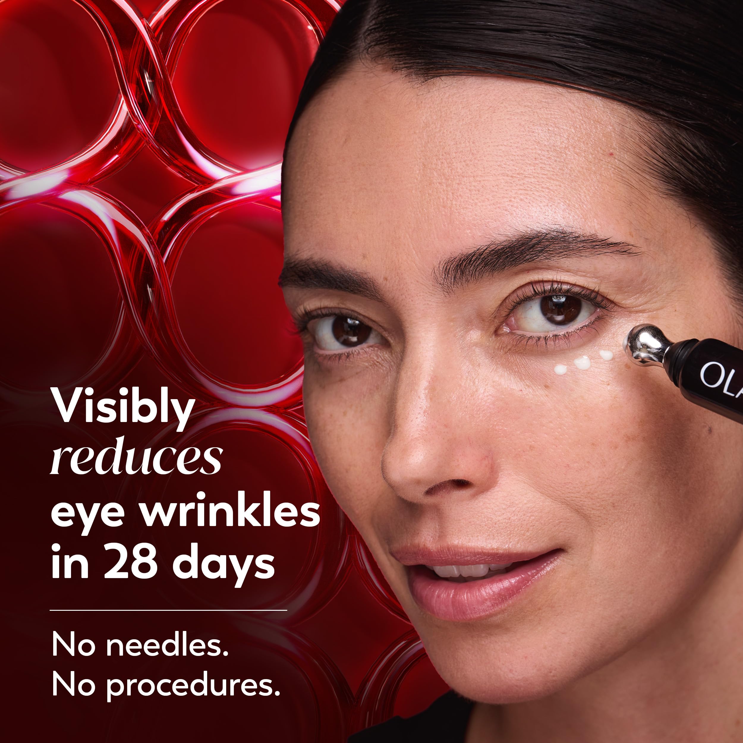 Olay Regenerist Under Eye Cream Roller, Eye Wrinkle Cream, Crows Feet & Bags Treatment, Anti-Wrinkle, Anti-Aging Serum, Fragrance-Free, Hexa-Repair Peptide & Bakuchiol, 0.7oz
