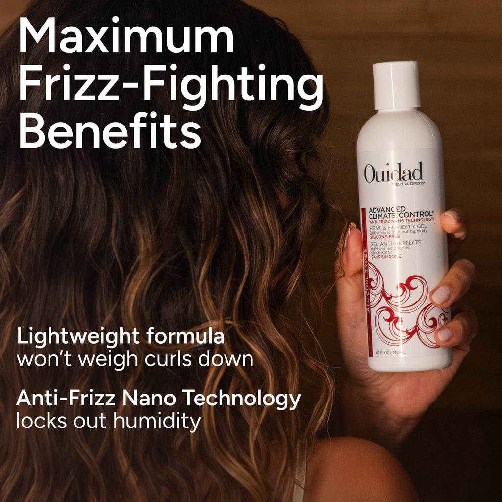 Ouidad Advanced Climate Control Heat & Humidity Curl Gel, Long-Lasting Hold | Moisturizing, Anti-Frizz Nano Technology, Locks Out Humidity, Crunch-Free Styling Gel for Curly Hair, For All Curl Types