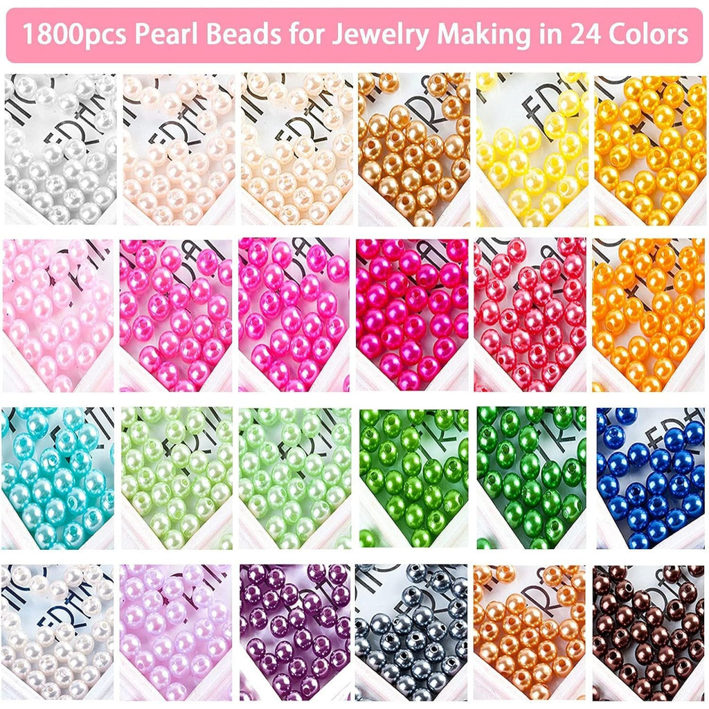Buy now JHYlilia 1800Pcs 6mm Pearl Beads for Crafts, 24 Colors Round Pearls Beads with Holes for Jewelry Making Handcrafted Loose Spacer for Crafts Jewelry Making Necklaces Bracelets at indiglob india