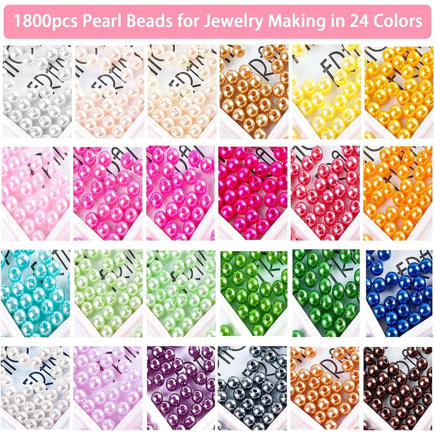 Buy now JHYlilia 1800Pcs 6mm Pearl Beads for Crafts, 24 Colors Round Pearls Beads with Holes for Jewelry Making Handcrafted Loose Spacer for Crafts Jewelry Making Necklaces Bracelets at indiglob india