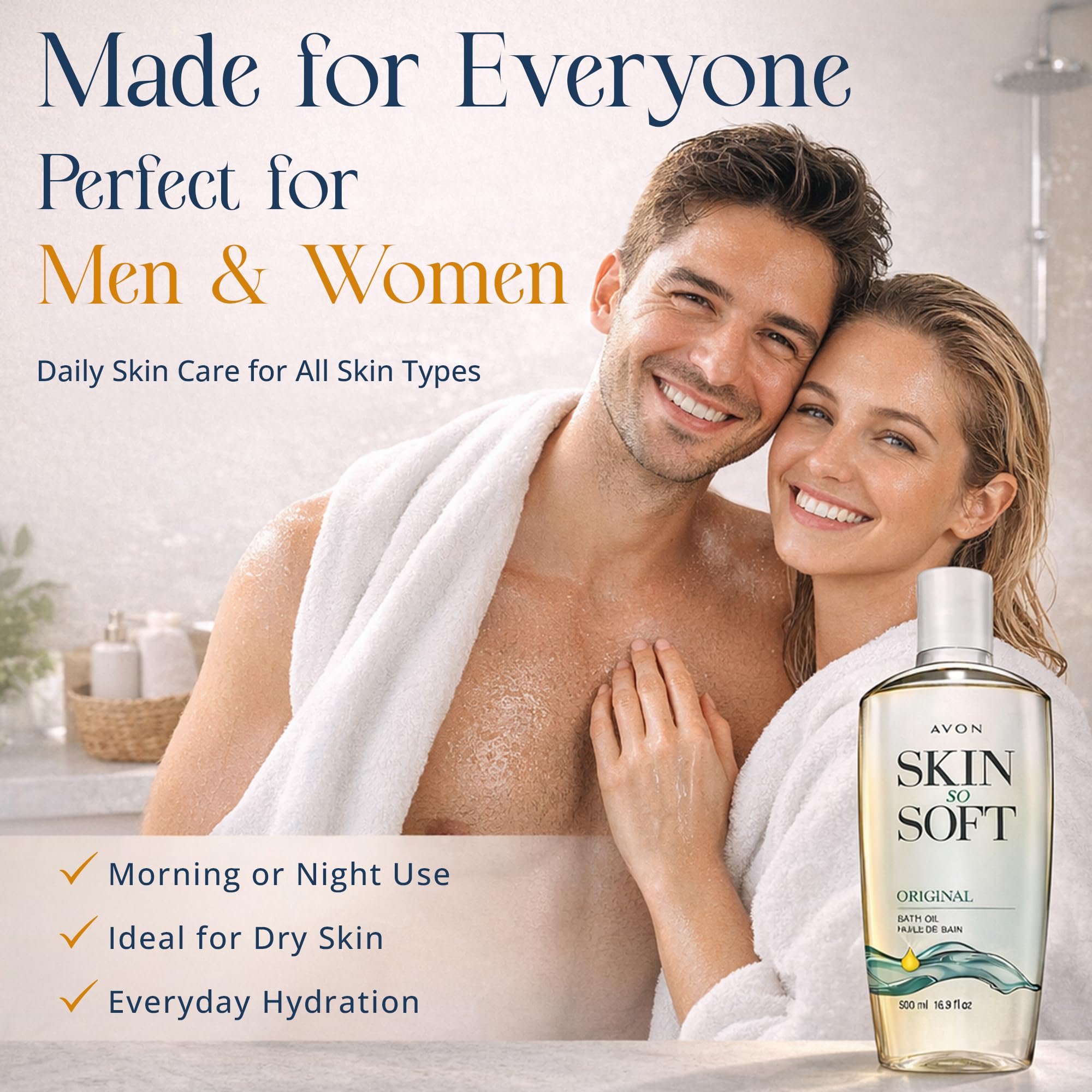 Avon Skin So Soft Original Bath Oil - 16.9 oz - Moisturizing Body Oil | Moisturizing Body Oil with Jojoba Oil, Dry Skin, Hydrating Shower Oil Perfect as an After-Shower Skin Softener for All Adults
