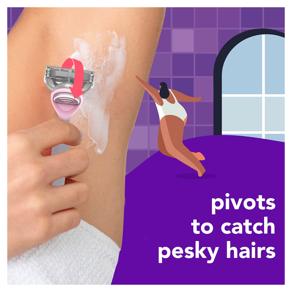 joy Razors for Women, 1 Handle, 4 Razor Blade Refills, Lavender, Lubrastrip to Help Avoid Skin Irritation