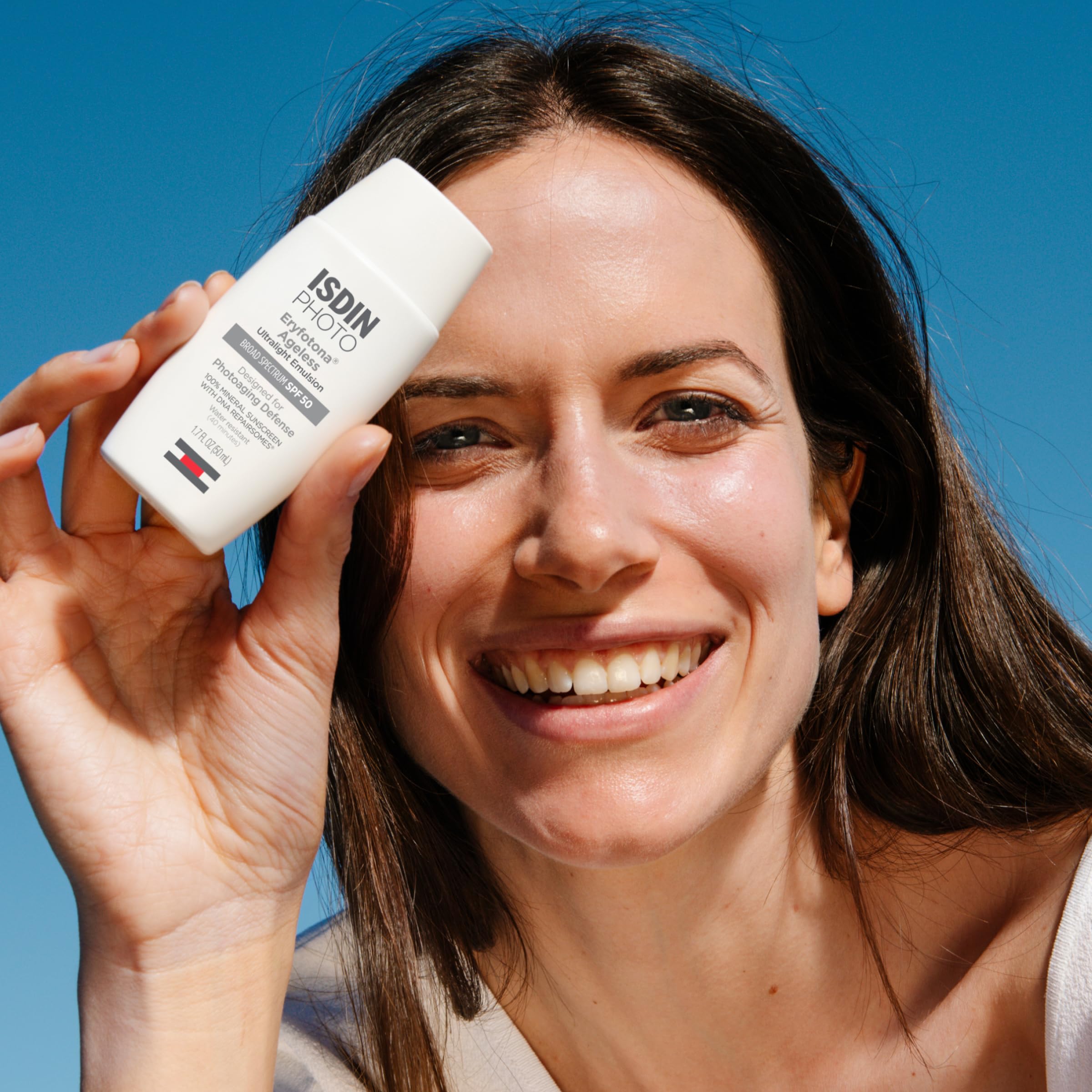 ISDIN Eryfotona Ageless Tinted Mineral Face Sunscreen SPF 50, Zinc Oxide | Anti-Aging, 100% Mineral UV Filters, Ultralight Emulsion, Suitable for Sensitive Skin, Dermatologist Recommended