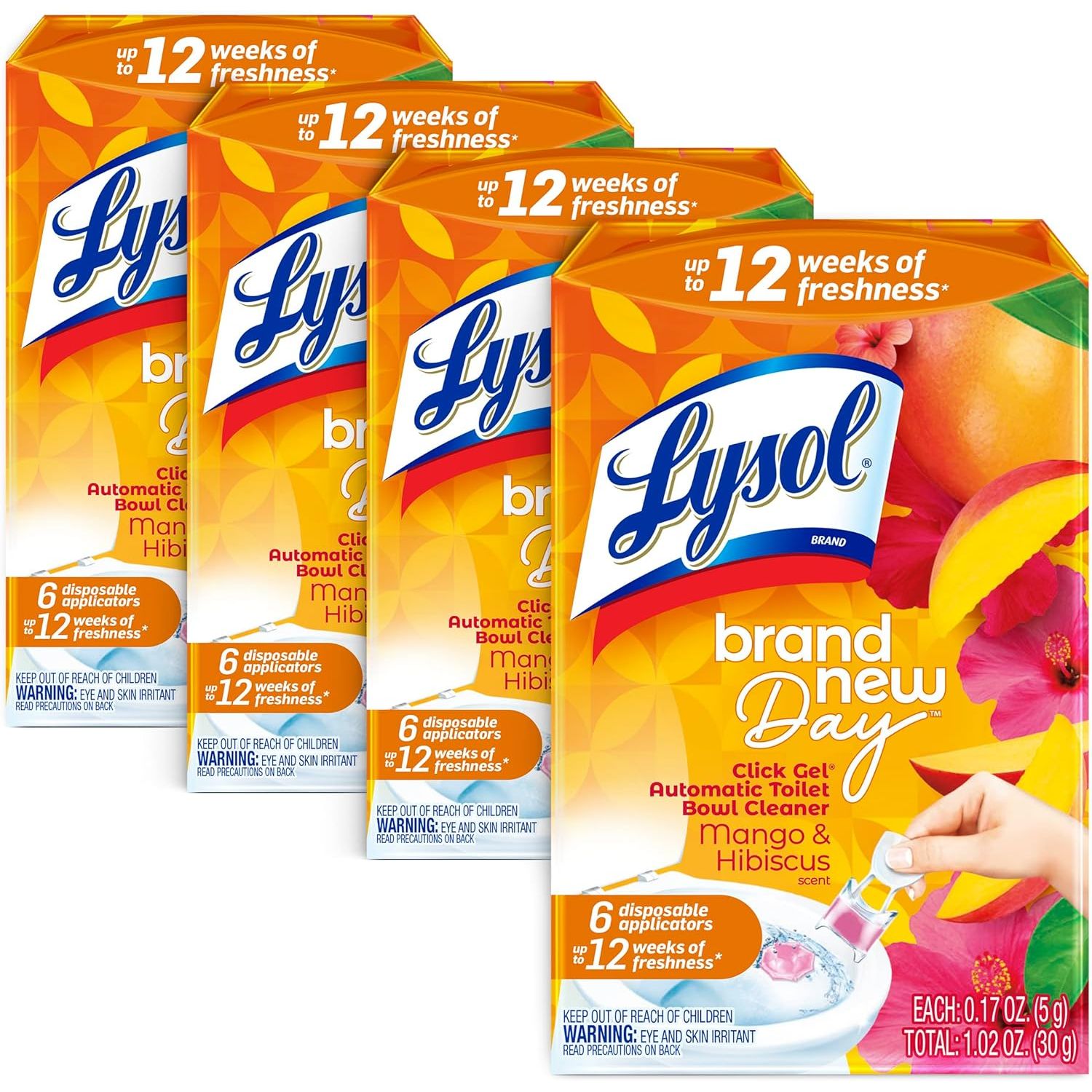 Buy now Lysol Click Gel Automatic Toilet Bowl Cleaner, Toilet Gel Stamp, Toilet Freshener, Bathroom Essentials, Refreshing Mango & Hibiscus Scent, 6 Count (Pack of 1) 6 Count (Pack of 4) Mango & Hibiscus at indiglob india