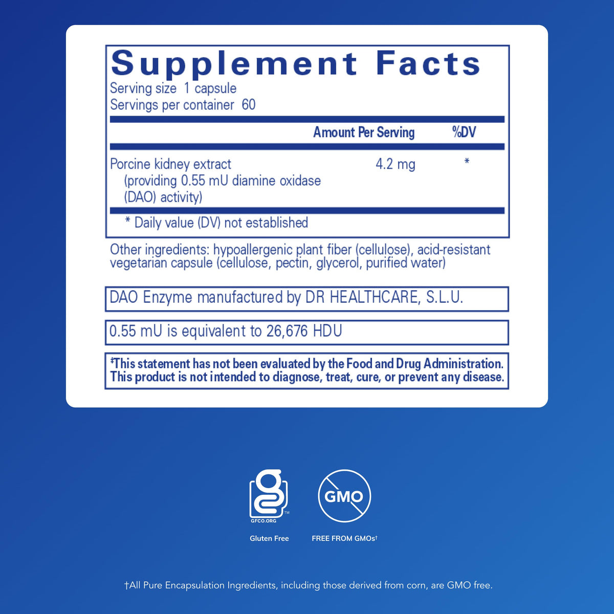 Pure Encapsulations DAO Enzyme, 60 Capsules