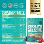Zeolite Kids Detox Gummies, 9-in-1 Sugar-Free, Mixed Berry, 2 Pack | Extra Strength with Zeolite, Omega-3, Magnesium, Elderberry, Vitamin C, Milk Thistle, Vitamin D3, Zinc, B12