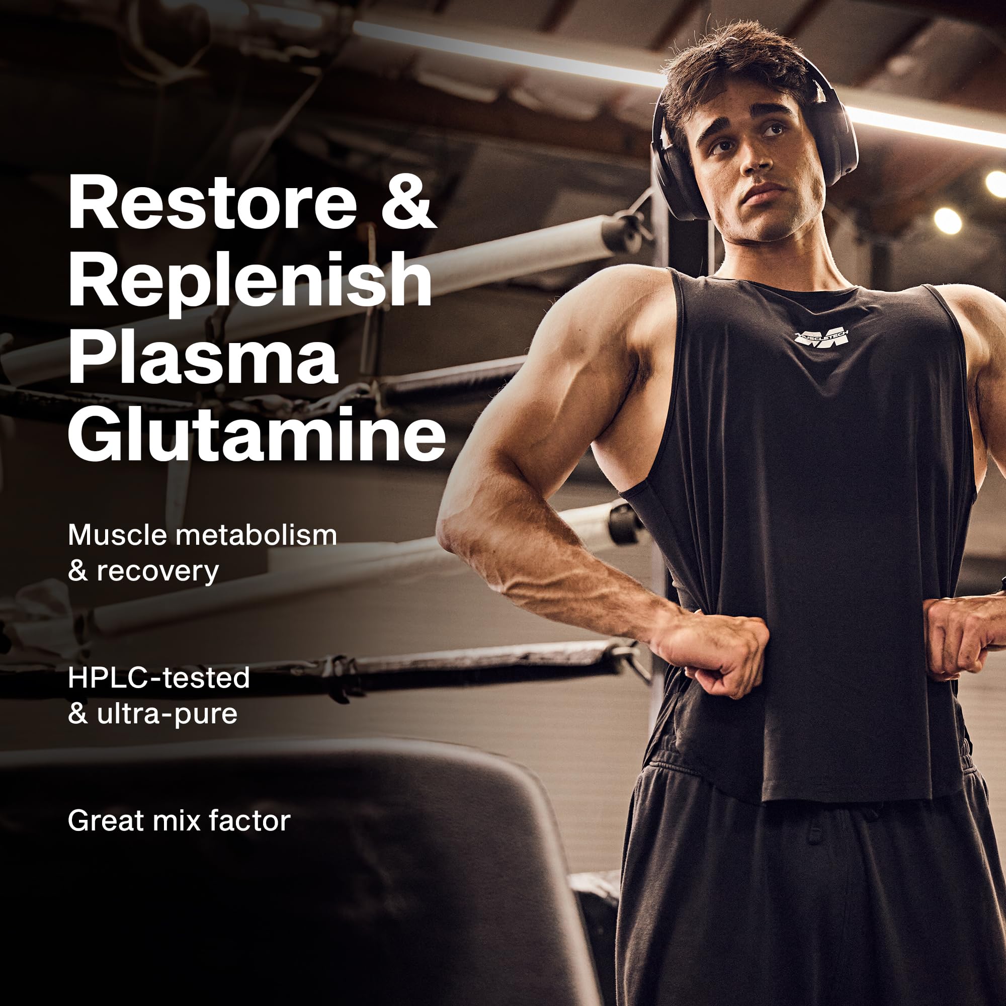 MuscleTech 100% L-Glutamine Powder for Enhanced Muscle Recovery, Unflavored | Pure L Glutamine Muscle Growth Builder & Energy Boosting Nutritional Supplement for Men & Women - 60 Servings