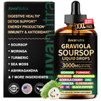 12-in-1 Soursop Bitters Liquid Drops with Sea Moss, Moringa, Turmeric, Echinacea & Ashwagandha | Herbal Tonic | Digestive Wellness & Immune Support | 4 Fl Oz