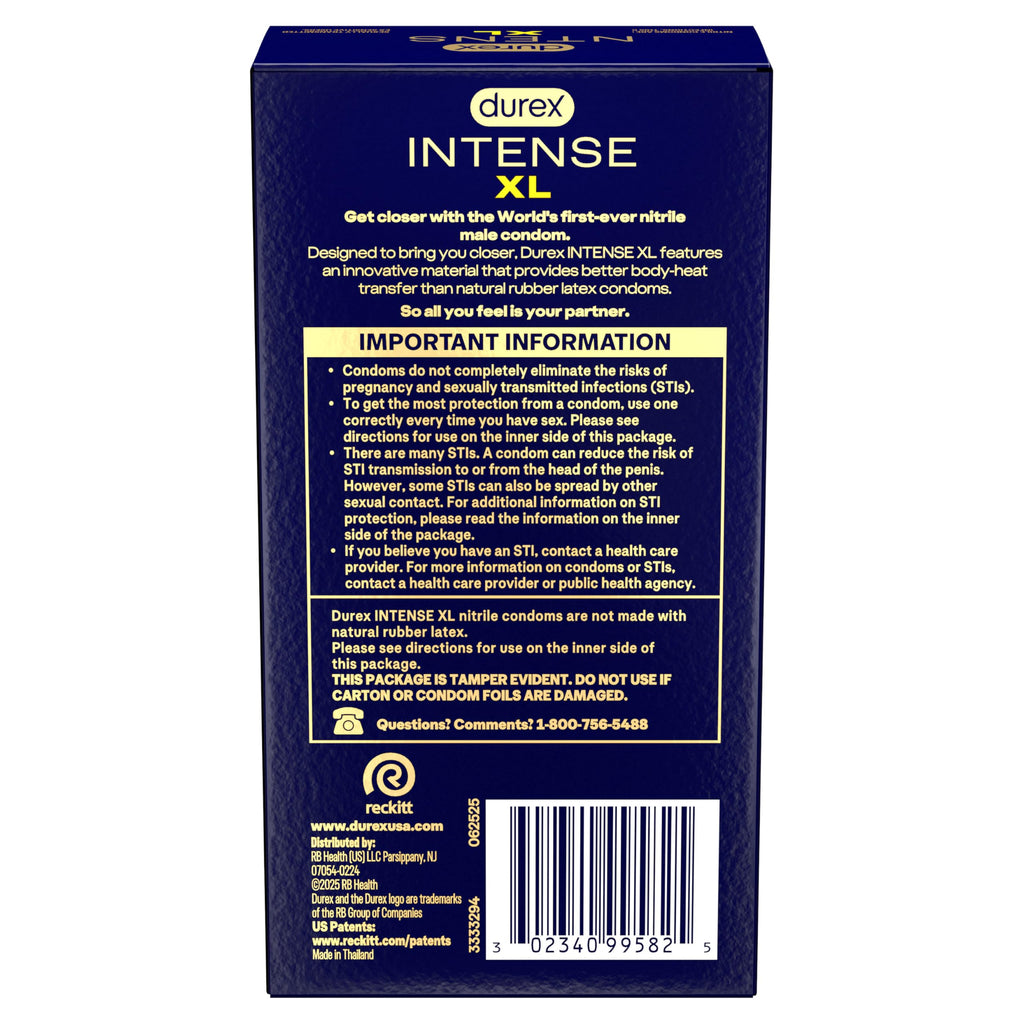 Durex Intense XL Non Latex Condoms, Thin Latex-Free Condoms, Large, 10ct