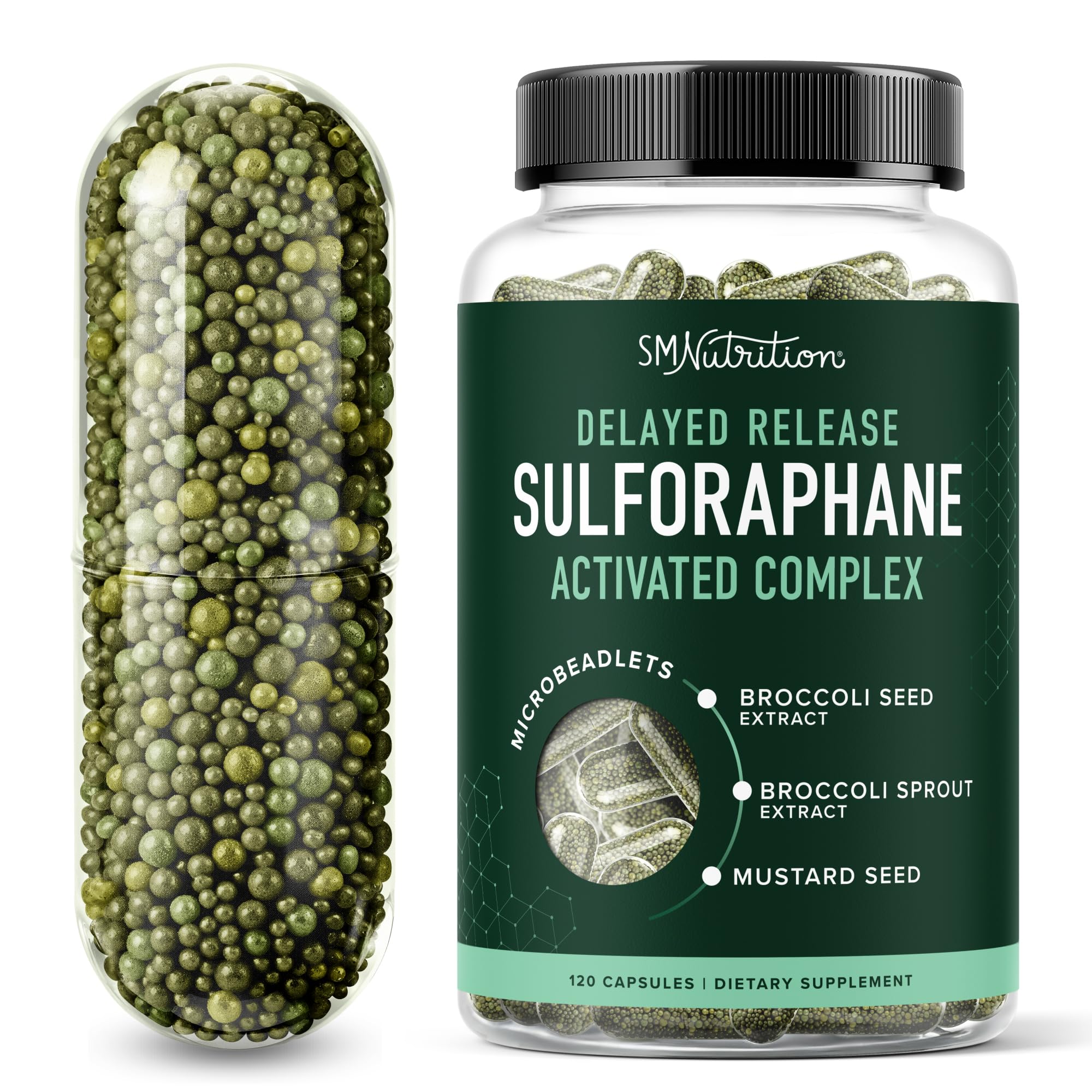 50MG Sulforaphane Supplement from Broccoli Sprouts, Doctor-Formulated | NRF2 Activation, Cellular Health & Immune Support, Glucoraphanin & Myrosinase, Third-Party Tested, 60 Broccoli Seed Beadlets