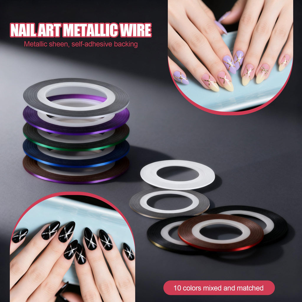 Artdone Nail Striping Tape Lines Kit With Nail Art Pens Liner Brushes | Dotting Tools For Gel Polish Small Detail Drawing Design Paint