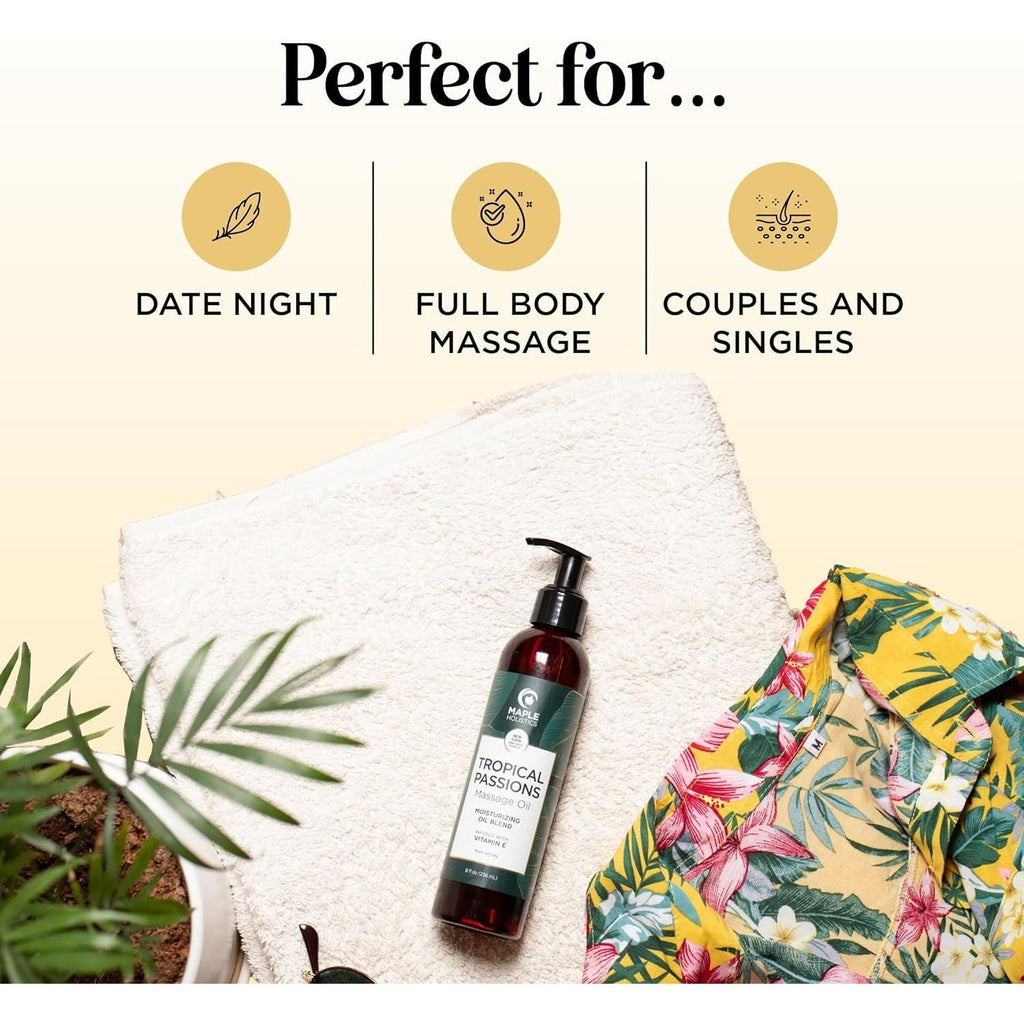 Buy now Tropical Sensual Massage Oil for Couples - Complete Relaxation Full Body Massage Oil for Date Night with Smooth Gliding Coconut and Sweet Almond Oil with Mango Scent - Non GMO Gluten Free and Vegan at indiglob india