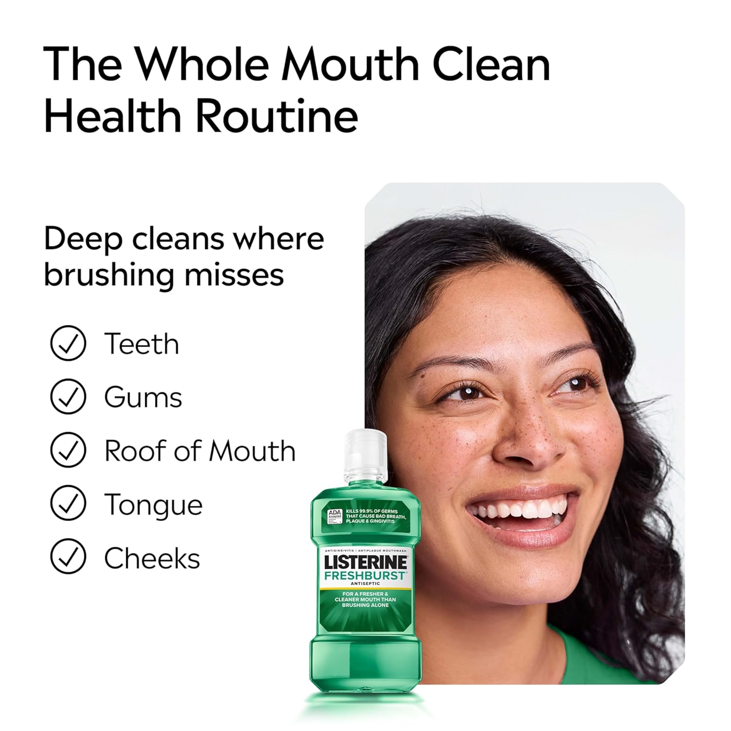 Buy now Listerine Freshburst Antiseptic Mouthwash for Bad Breath, Kills 99% of Germs That Cause Bad Breath & Fight Plaque & Gingivitis, ADA Accepted Mouthwash, Spearmint, 1 L at indiglob india