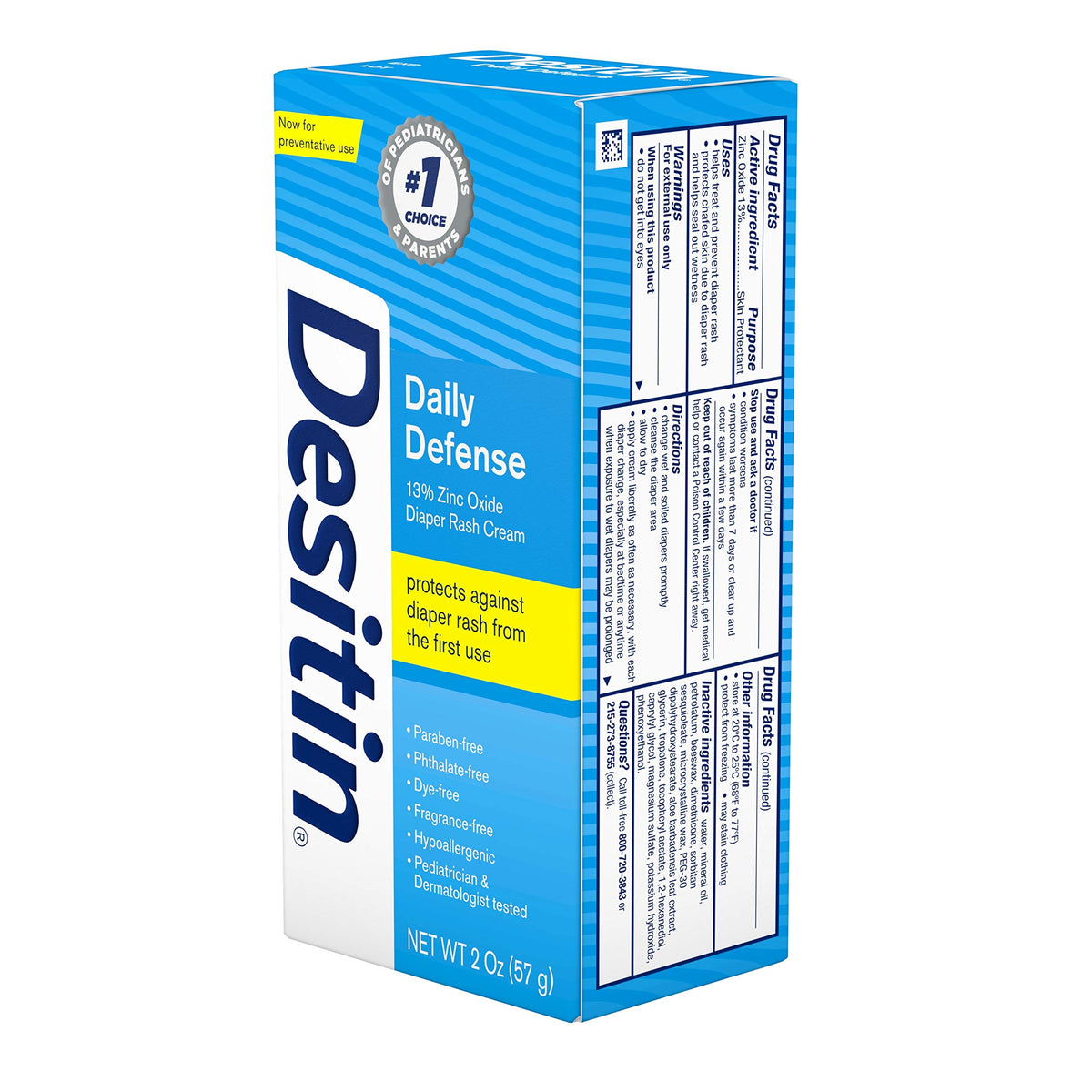 Desitin Daily Defense Diaper Rash Cream, 13% Zinc Oxide, 2 oz
