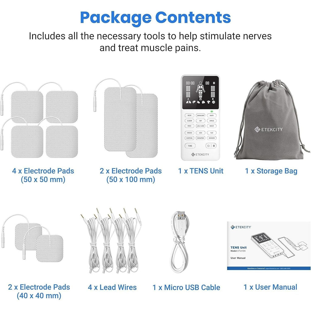 Buy now Etekcity 4-Channel Rechargeable TENS Unit â€“ Muscle Stimulator for Drug-Free Pain Relief, After-Exercise Relaxation, Physical Therapy, 8 Electrode Pads, Back, Neck, Shoulder, Sciatica, Period Cramps at indiglob india