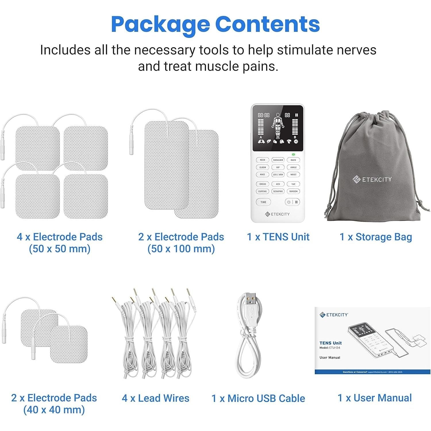 Buy now Etekcity 4-Channel Rechargeable TENS Unit â€“ Muscle Stimulator for Drug-Free Pain Relief, After-Exercise Relaxation, Physical Therapy, 8 Electrode Pads, Back, Neck, Shoulder, Sciatica, Period Cramps at indiglob india