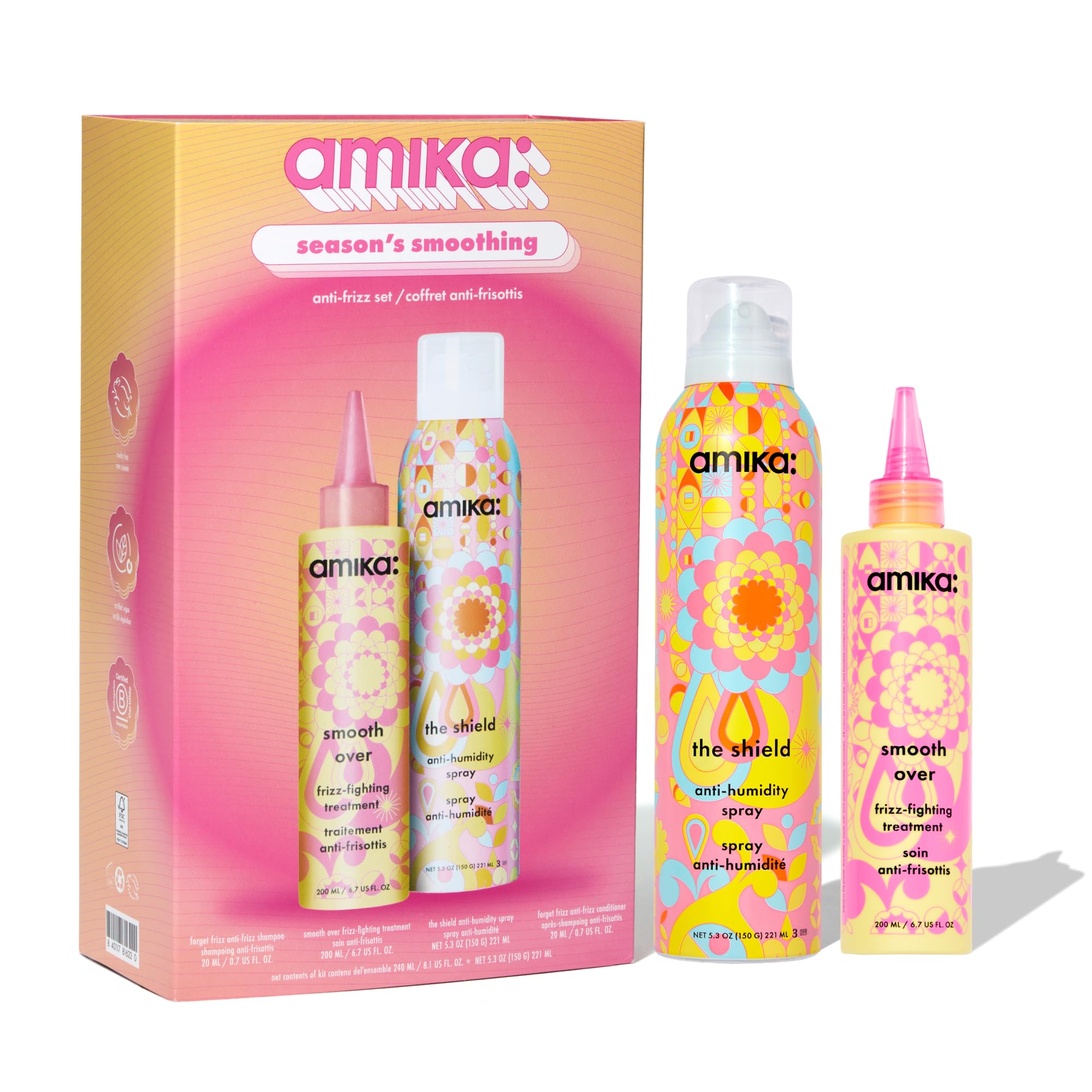 amika the shield anti-humidity spray | lightweight, invisible heat protection spray, contains UV filters, for smooth, frizz free hair
