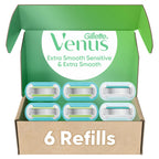 Gillette Venus Extra Smooth 4 count, plus Gillette Venus Extra Smooth Sensitive 2 count, 5-Bladed Women's Razor Blade Refills