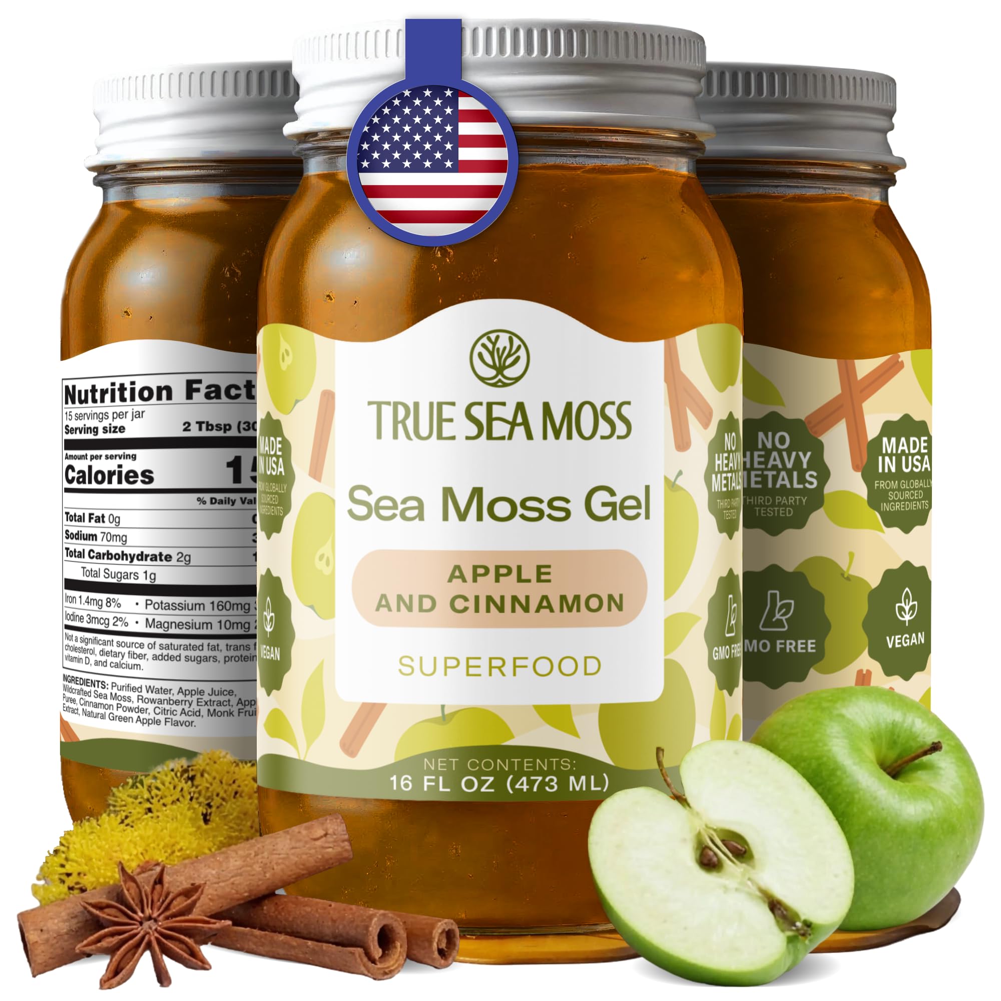 Buy now TrueSeaMoss Sea Moss Gel – Made in USA – Wildcrafted Seamoss, Fruits & Jarred Vegetables – Pineapple, Pack of 1 (Labels may Vary) Apple Cinnamon 16 Fl Oz (Pack of 1) at indiglob india