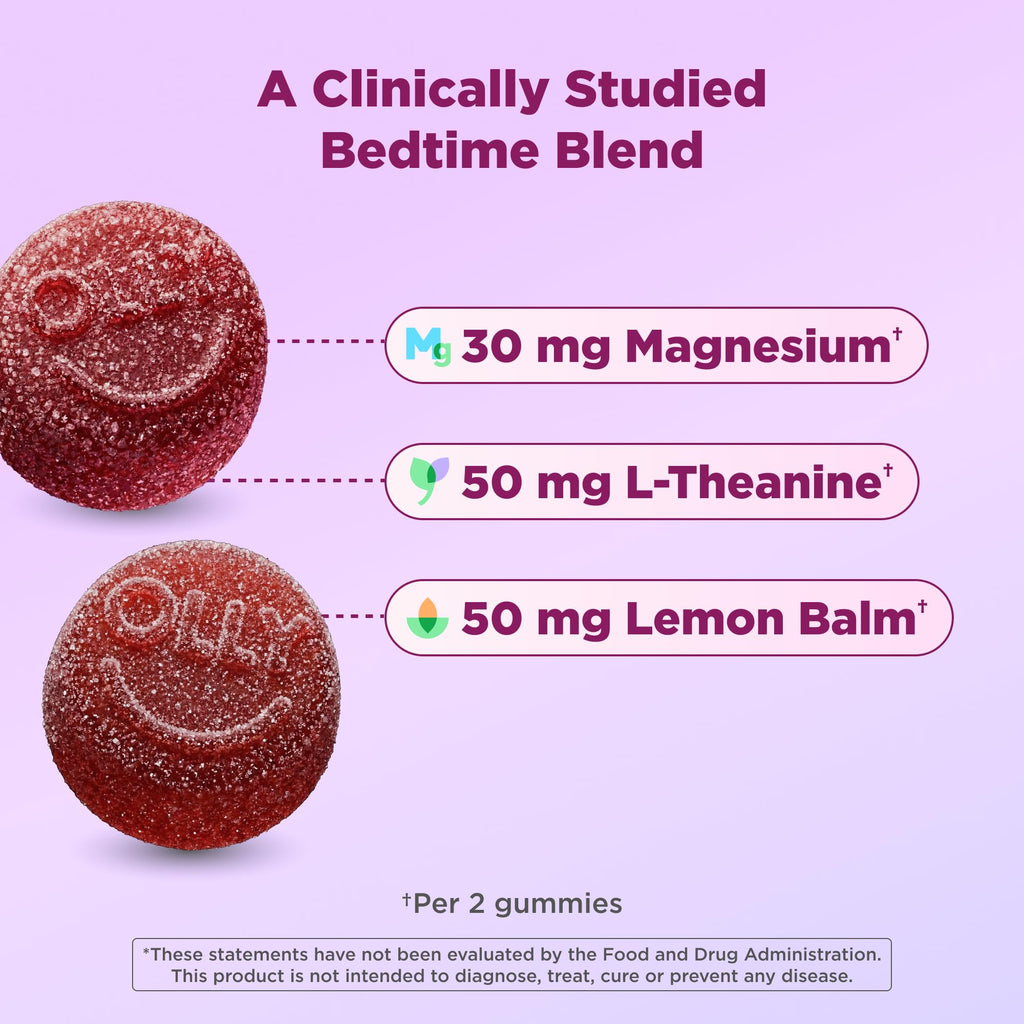 OLLY Kids Melatonin Free Sleep, Magnesium & L-Theanine, Peach - 50 Count