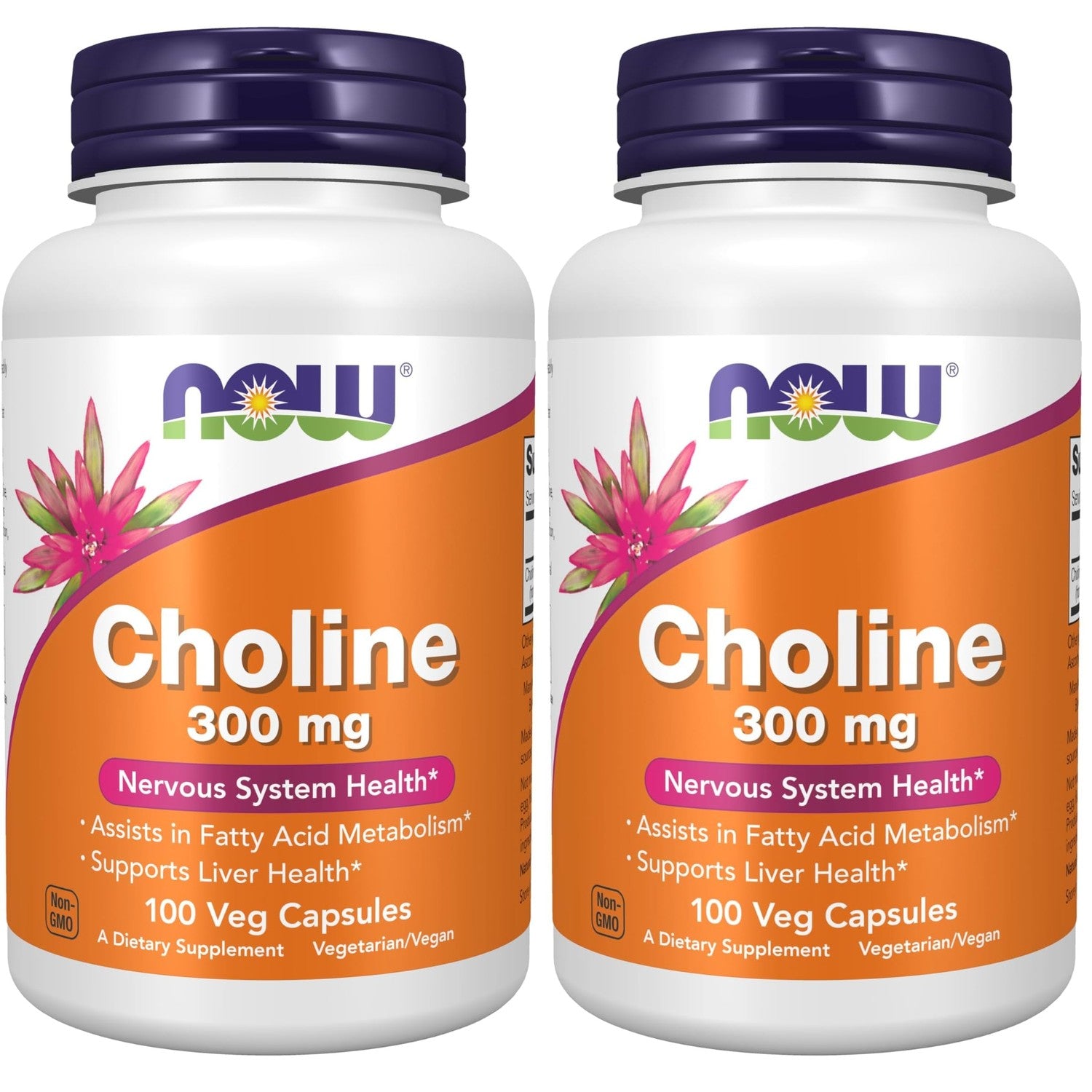 Now Supplements Choline 300 mg, 100 Veg Capsules - Supports Nervous System and Liver Health*, Vegan