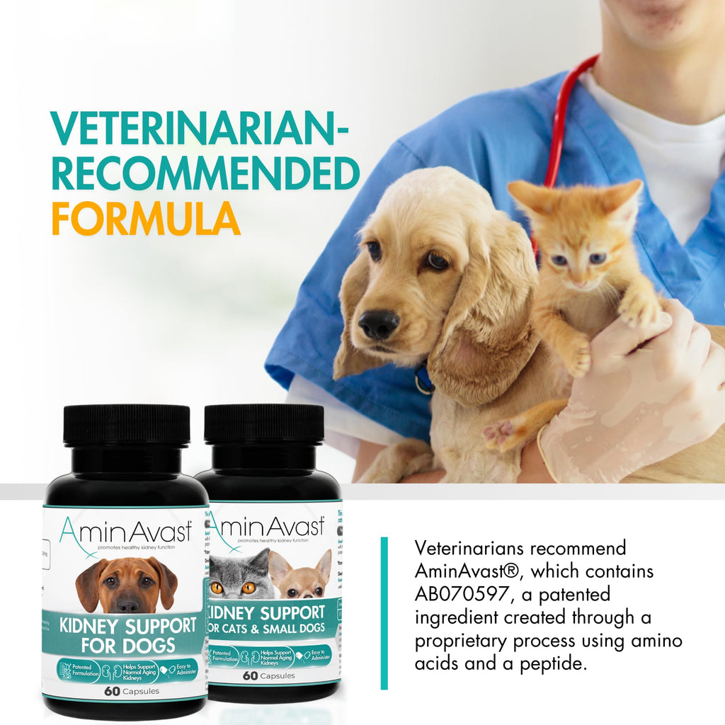 AminAvast 300mg Kidney Support for Cats & Small Dogs, 60 Sprinkle Capsules