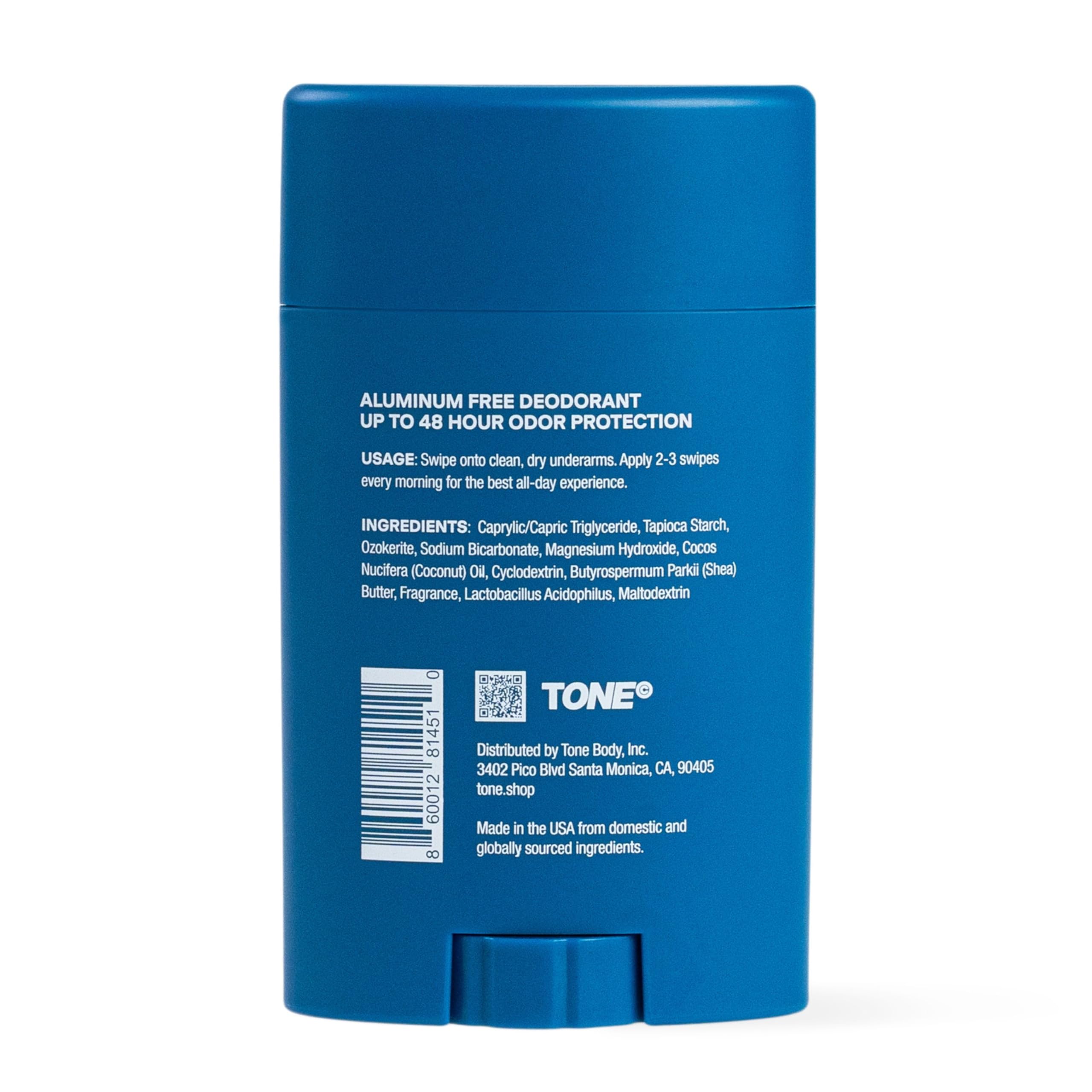 TONE Fresh Aluminum Free Deodorant for Men & Women, 48-Hour Odor Protection, Paraben Free Formula, Dermatologist-Tested, 2.65 oz
