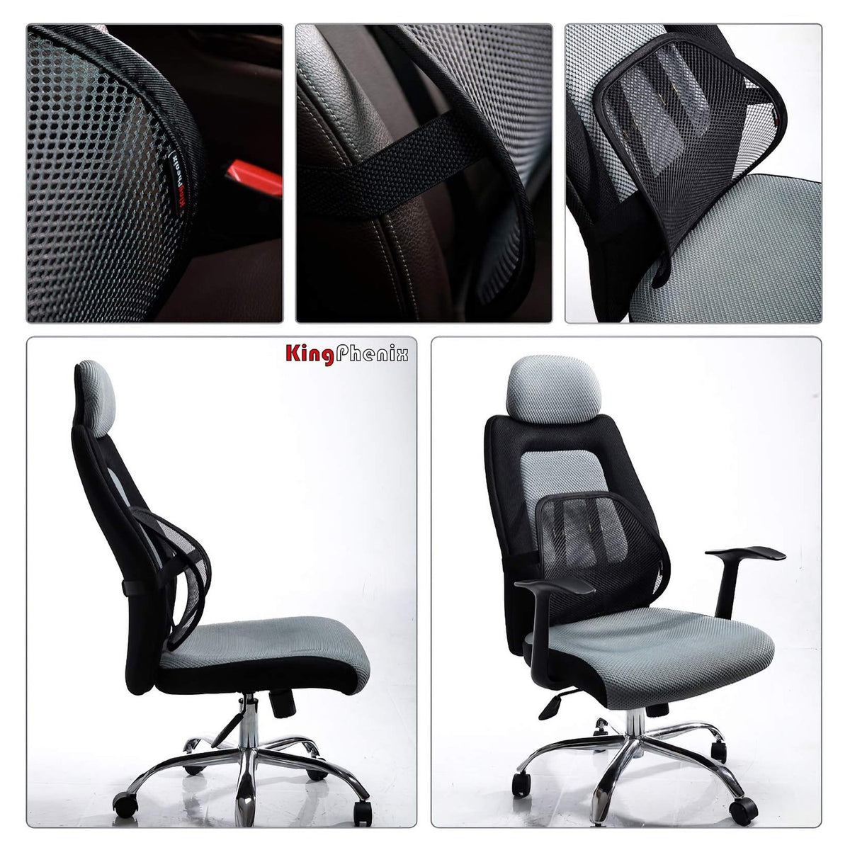 kingphenix 2-Pack Mesh Lumbar Support for Car and Office Chair Comfort