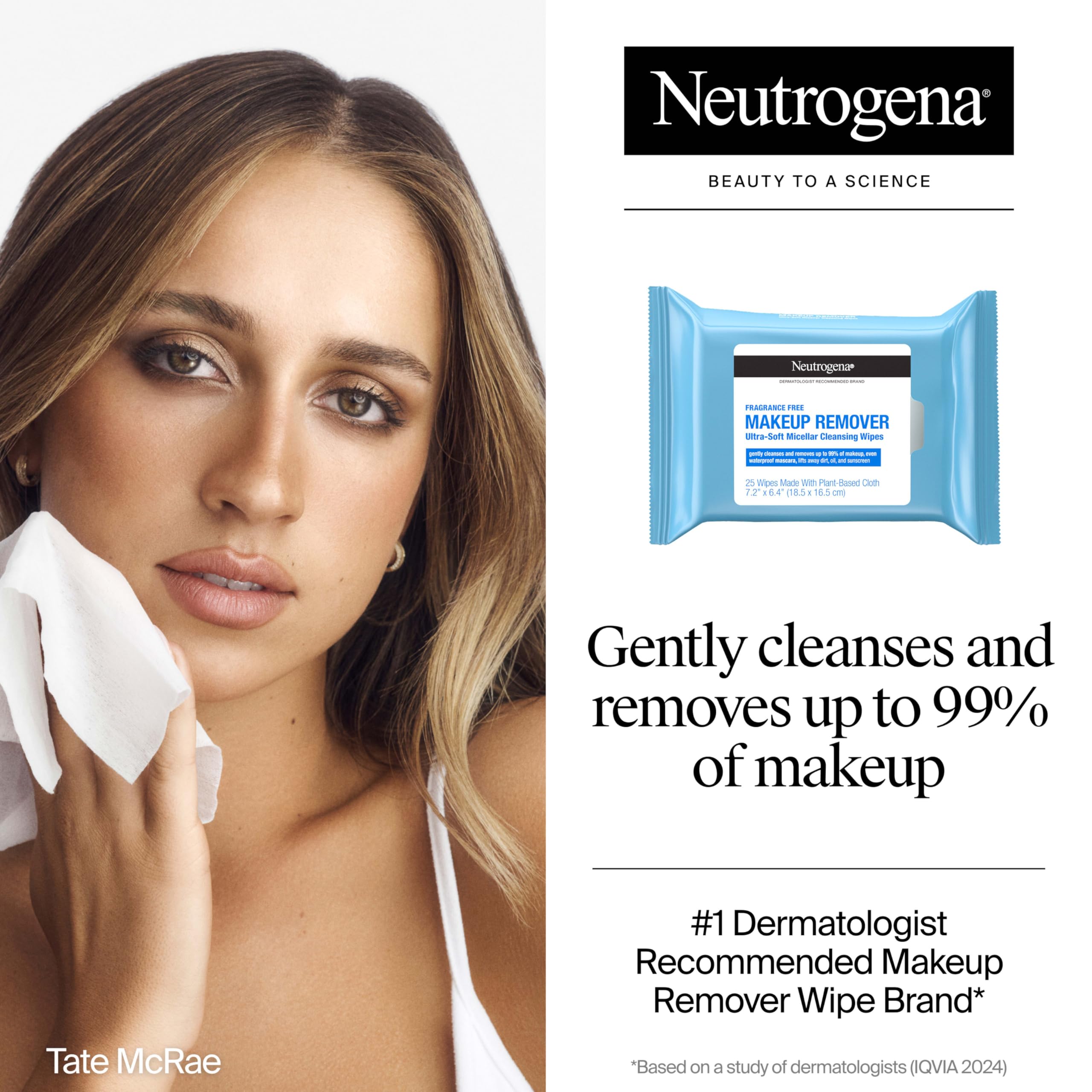 Buy now Neutrogena Fragrance-Free Makeup Remover Wipes, Daily Ultra-Soft Micellar Cleansing Wipes Gently Remove Oil & Waterproof Makeup, Hypoallergenic, Made with Plant-Based Cloth, 25 ct at indiglob india