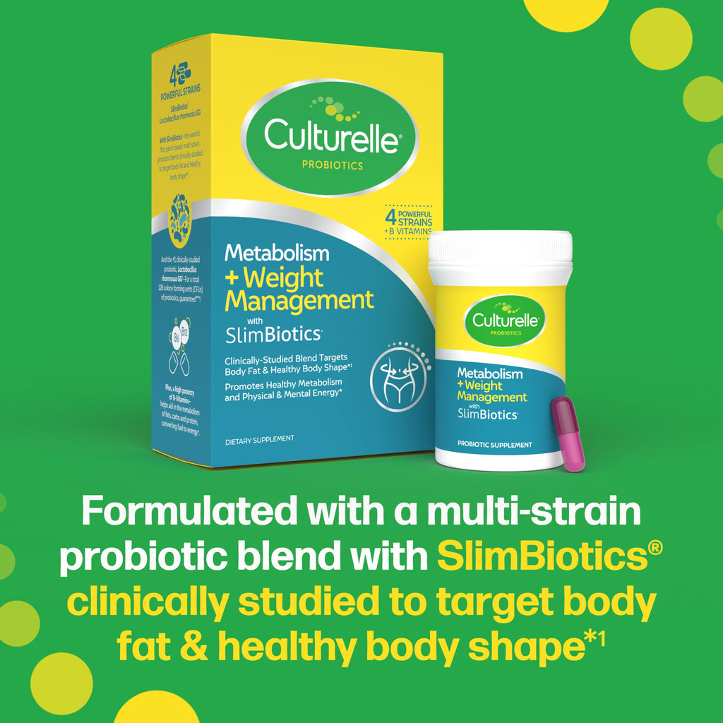 Culturelle Metabolism + Weight Management with SlimBiotics® Probiotic 30 Ct | 12 billion CFUs, Multi-Strain Probiotic Blend, Vitamins B6 & B12, Supports Gut Microbiome*, Once-Daily Capsules