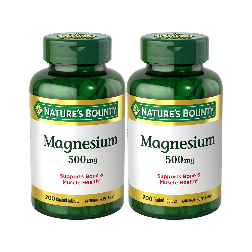 Nature's Bounty Magnesium 500 mg Tablets, High Potency Magnesium Supplement for Bone & Muscle Health, Whole Body Support, 200 Count (Pack of 1)