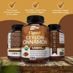 Buy now NutriFlair Organic Ceylon Cinnamon Supplement 1200mg, 120 Capsules - USDA Certified - Non-GMO, Gluten Free Powder, Antioxidant Pills at indiglob india