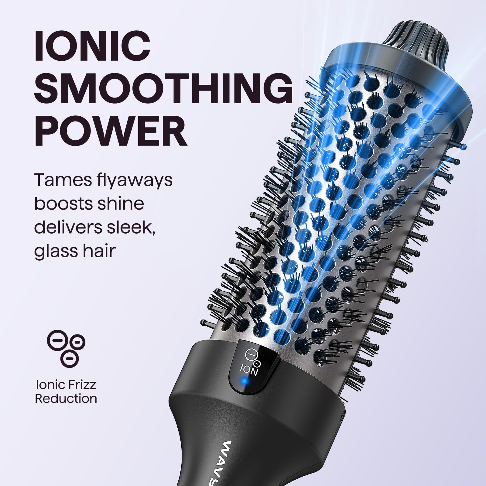 Wavytalk Thermal Brush Blowout Boost Grande 1.77″ Big Bouncy Blowout Waves | Negative Ion Technology, Tourmaline Ceramic, 5 Temperature Settings Dual Voltage, Less Damage, Black
