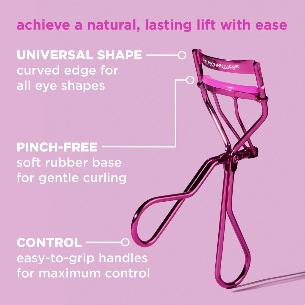 Real Techniques Miracle Eyelash Curler, Lash Tool for Mascara, Pink | Lifted lashes, eyelash curler for all eye shapes, pink eyelash curler, pinch-free curved edge