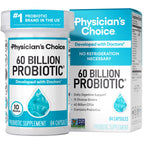 Physician's CHOICE Probiotics 60 Billion CFU - 10 Strains + Organic Prebiotics - Immune, Digestive & Gut Health - Supports Occasional Constipation, Diarrhea, Gas & Bloating - for Women & Men - 30ct