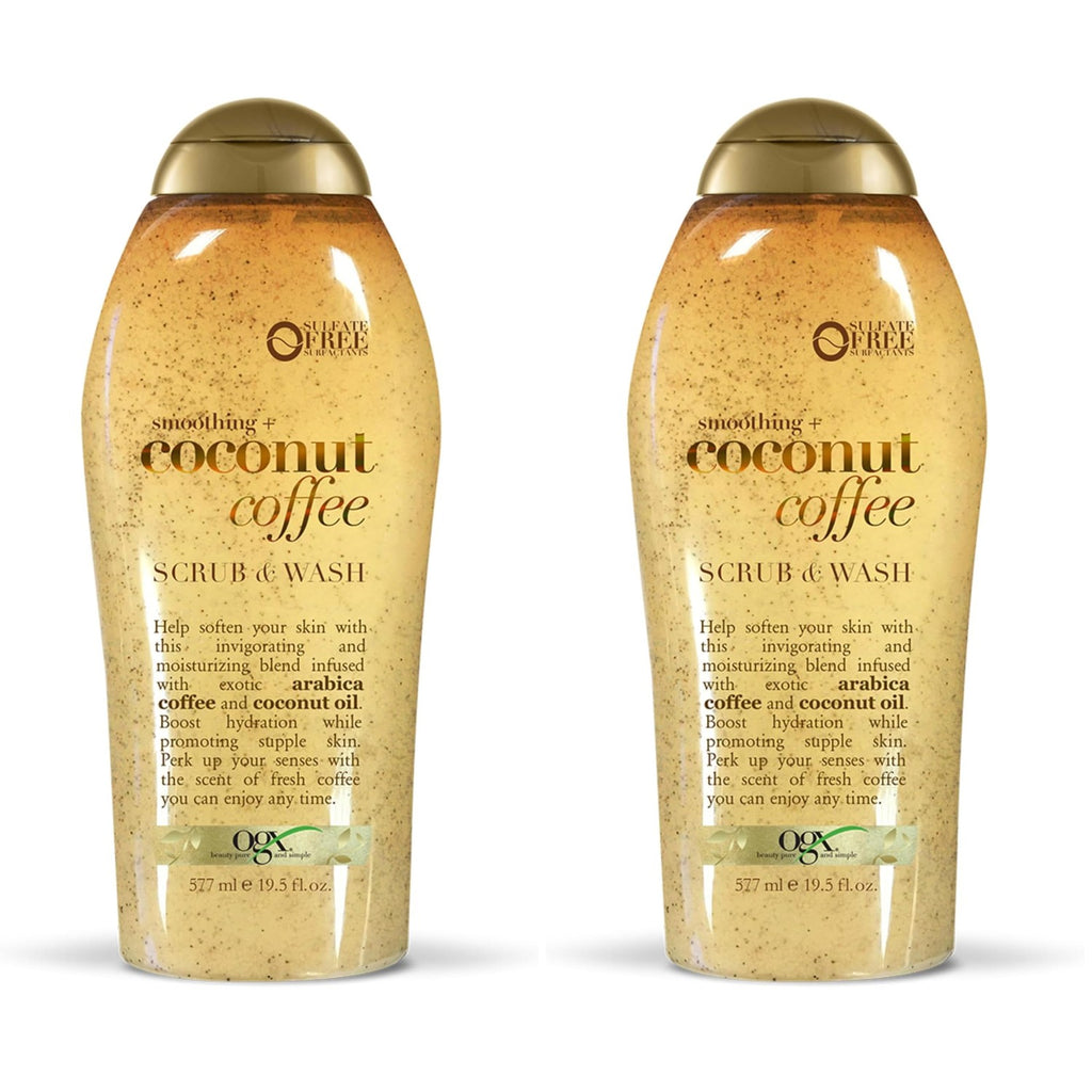 OGX Smoothing + Coconut Coffee Body Scrub, 19.5 fl oz | Infused with Arabica Coffee & Coconut Oil, Exfoliating, Hydrating Body Wash, Dry Skin, Paraben-Free, Sulfate-Free Surfactants