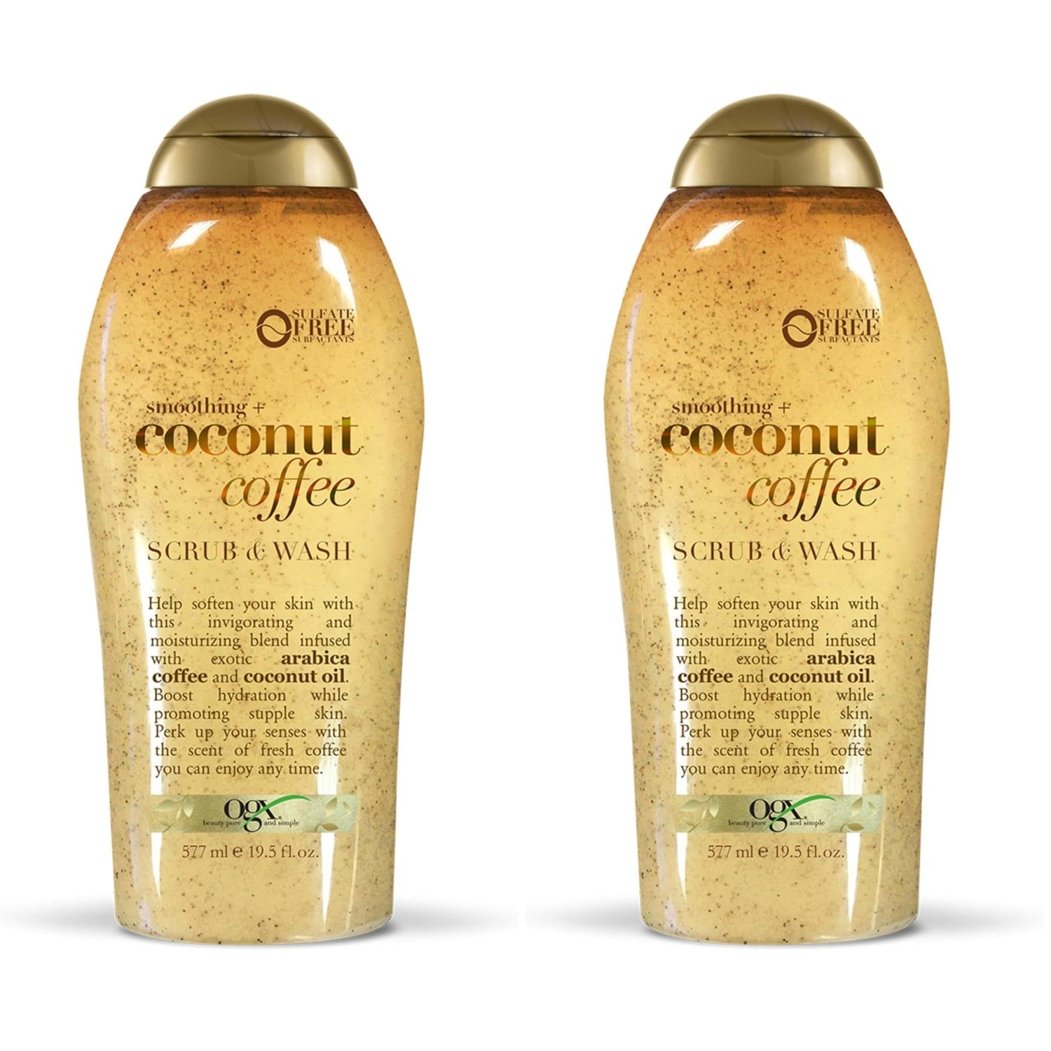 OGX Smoothing + Coconut Coffee Body Scrub, 19.5 fl oz | Infused with Arabica Coffee & Coconut Oil, Exfoliating, Hydrating Body Wash, Dry Skin, Paraben-Free, Sulfate-Free Surfactants