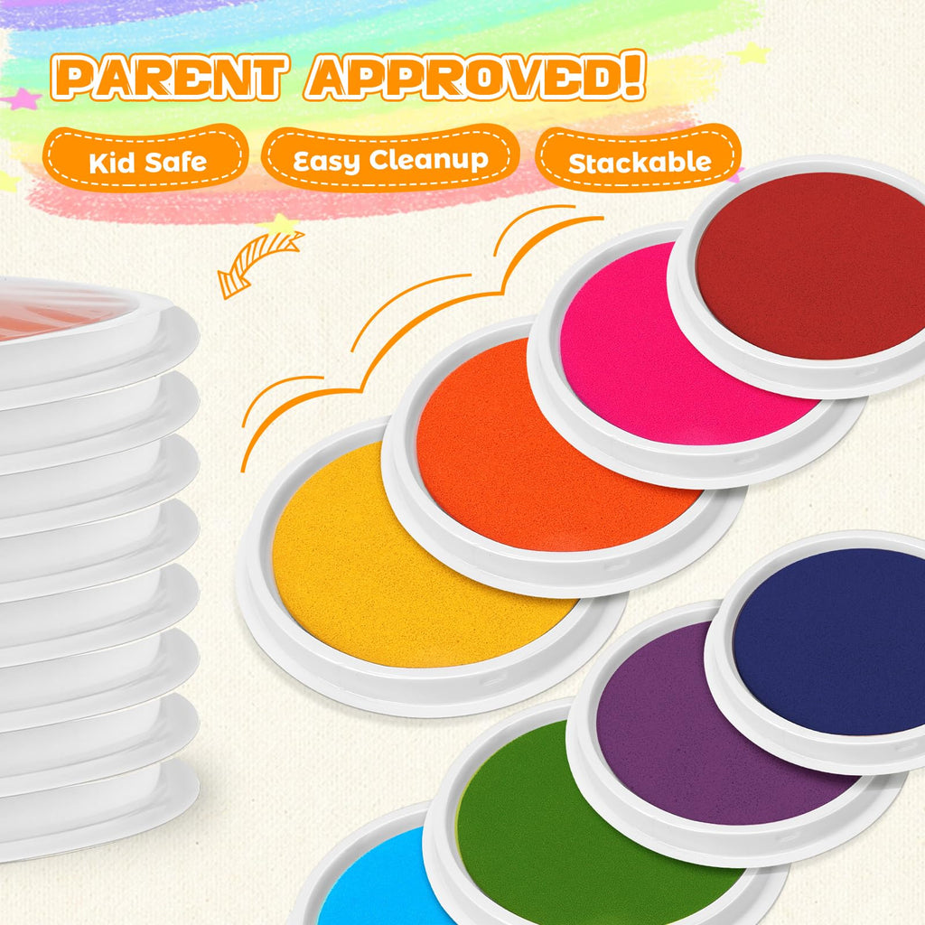 Ink Pad Pads for Rubber stamps, 7"Stamp Pad with 8 Colors for Kids