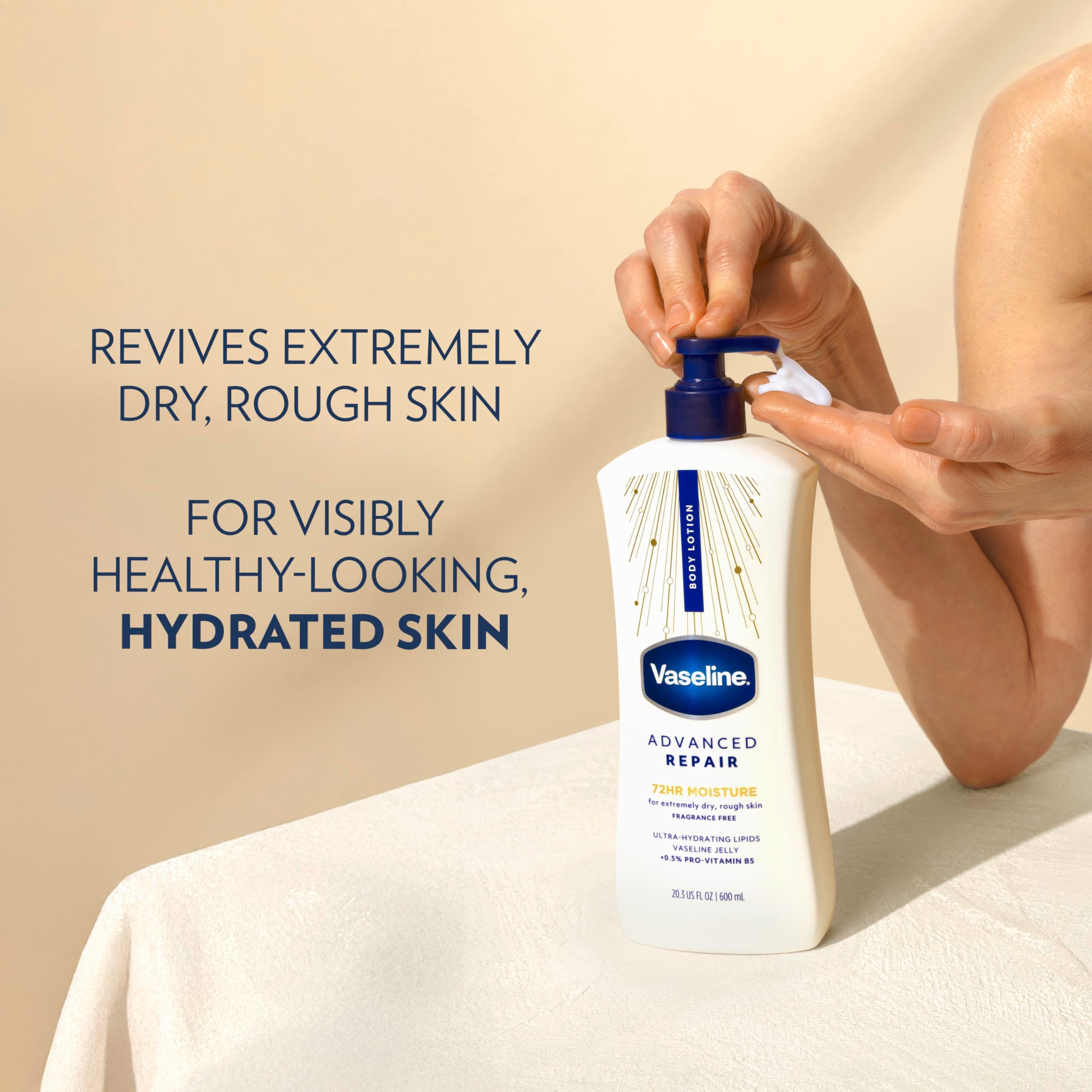 Vaseline Advanced Repair Body Lotion for Dry Skin, Unscented 20.3oz 3ct | Body moisturizer delivers 72HR moisture with Vaseline Jelly & Ultra-Hydrating Lipids to help restore skin's moisture barrier