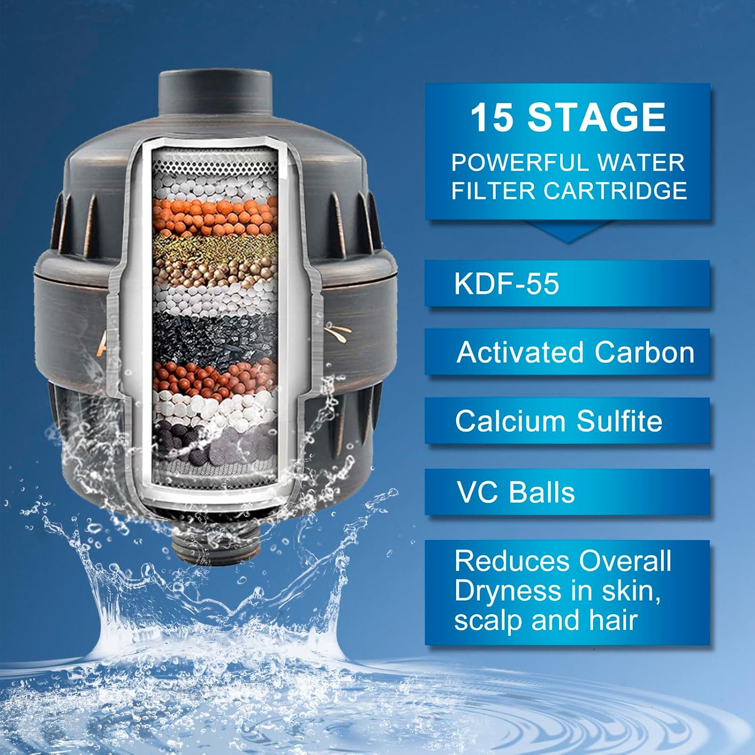 Buy now Shower Water Filter, 15 Stage Shower Head Filter for Hard Water, High Output Water Filters for Removing Chlorine and Fluoride, Improves the Condition of Your Skin, Hair and Nails - ORB at indiglob india