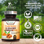 Turmeric Curcumin Supplement - 95% Curcuminoids with Organic Turmeric & Ginger, BioPerine Black Pepper Extract for Best Absorption, Natural Vegan Joint Support, Non-GMO, Bottled in USA - 240 Capsules