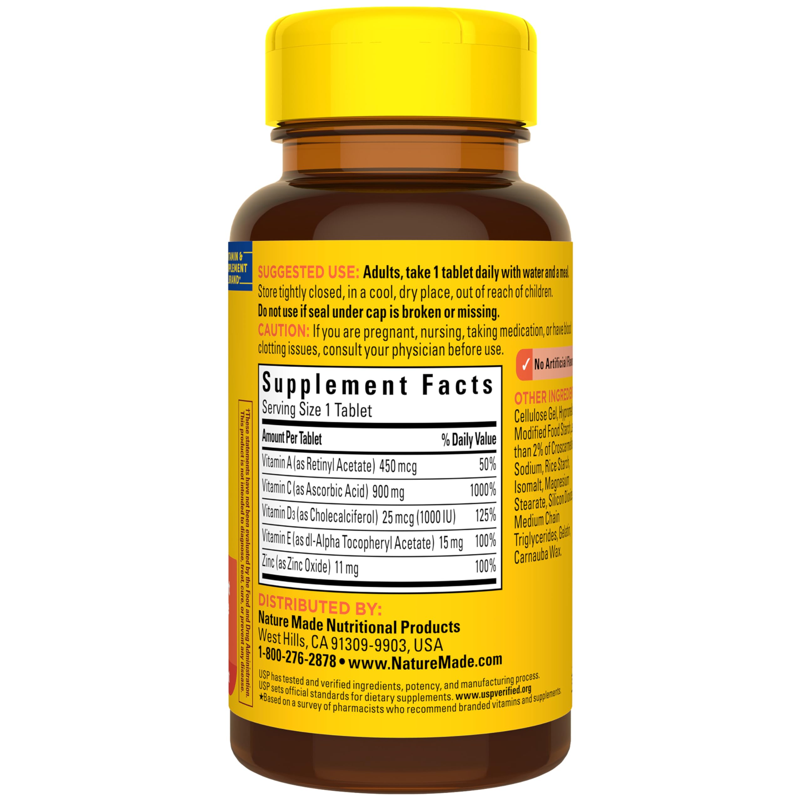 Nature Made Super C Tablets with Vitamin D3 and Zinc, 60 Tablets | Adult Vitamin C Immune Support Supplement, For Daily Immune Support and Antioxidant Support, 60 Day Supply