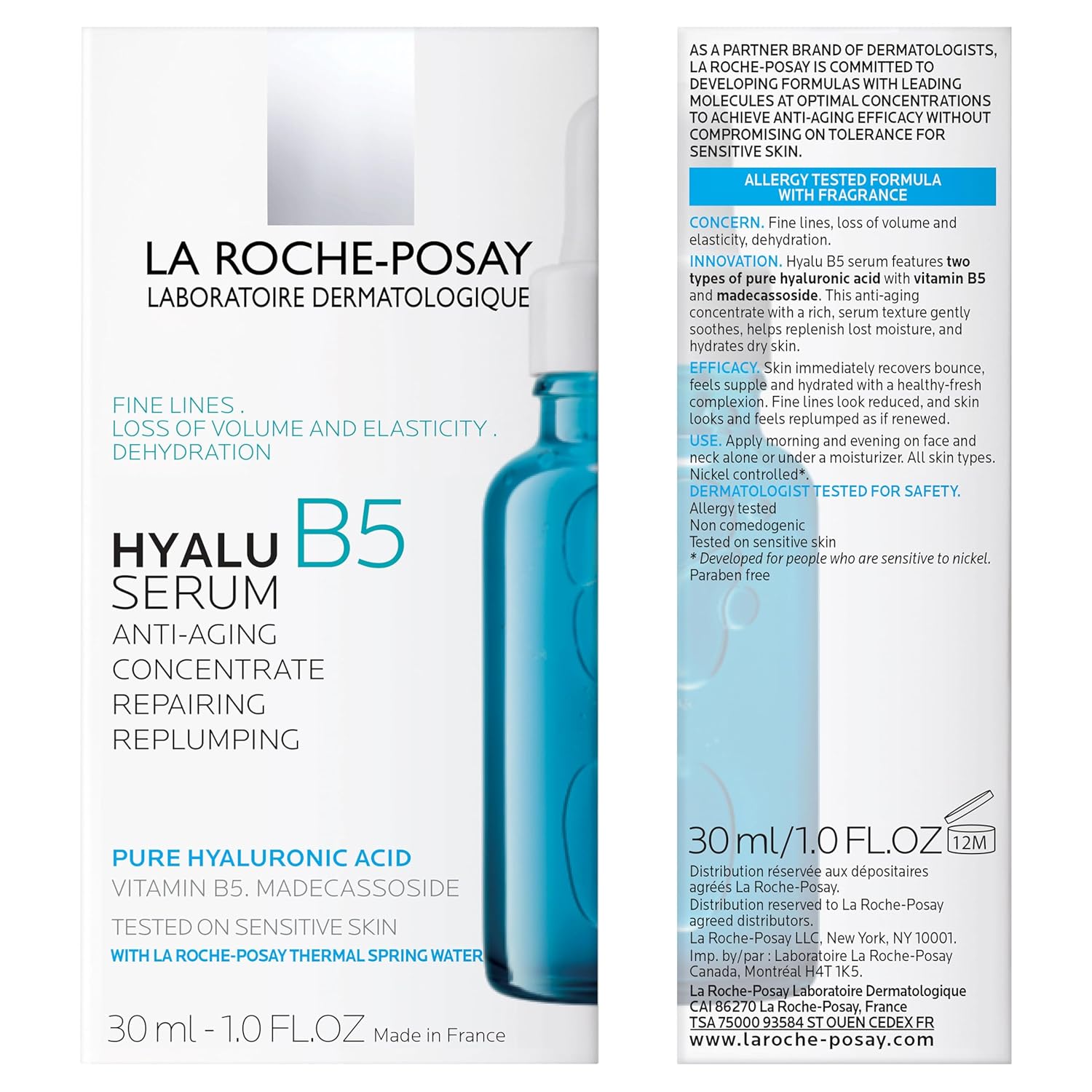 Buy now La Roche-Posay Hyalu B5 Pure Hyaluronic Acid Serum for Face, Vitamin B5 + Hyaluronic Acid + Madecassoside, Hydrating Serum Visibly Plumps Skin, Sensitive Skin Safe, Anti Aging, Oil-Free at indiglob india