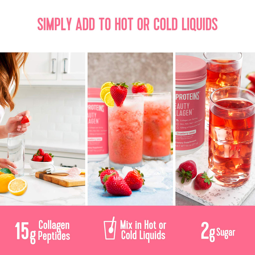Buy now Vital Proteins Beauty Collagen (Strawberry Lemon, Canister) - 120mg of Hyaluronic Acid and 15g of Collagen Per Serving at indiglob india
