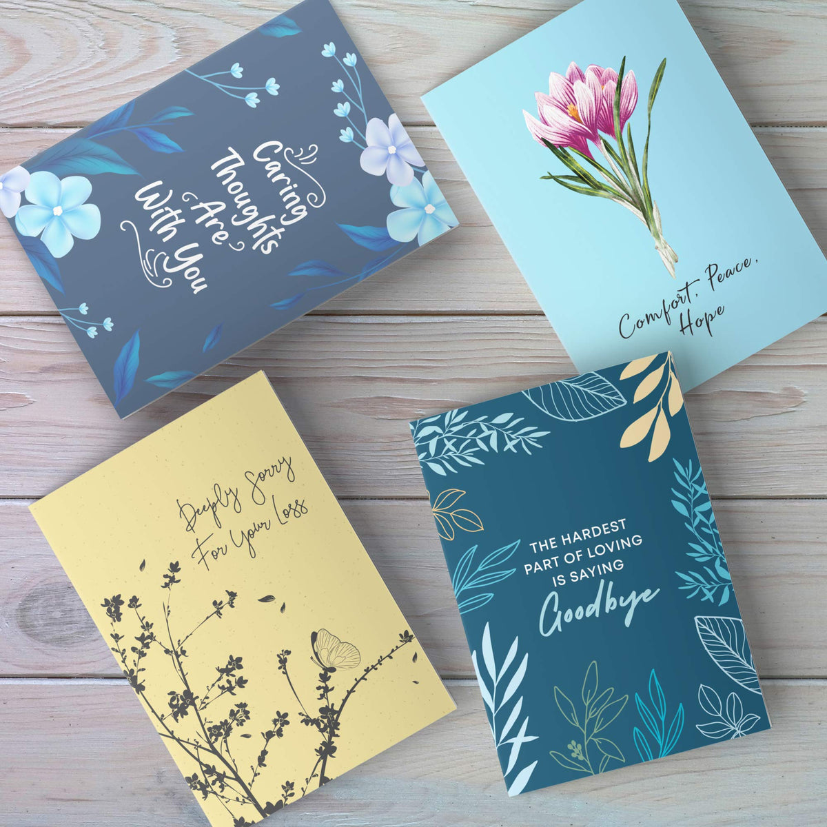 Dessie 30 Unique Sympathy Cards With Greetings Inside. 30 Different, Large Greeting Cards With Envelopes and Matching Sealing Stickers. Includes Sturdy Storage Box.