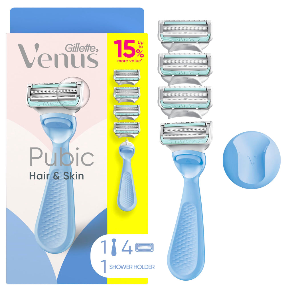 Gillette Venus for Pubic Hair and Skin, Bikini Razors for Women, Women's Razor Handle + 4 Blade Refills
