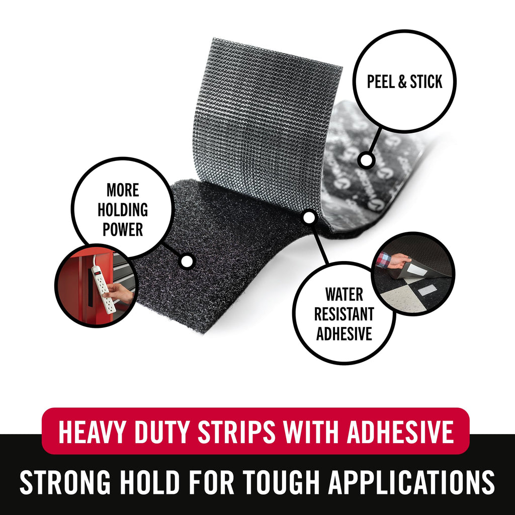 VELCRO Brand Industrial Strength Strips, 4 x 2 in, Black, 2 Sets